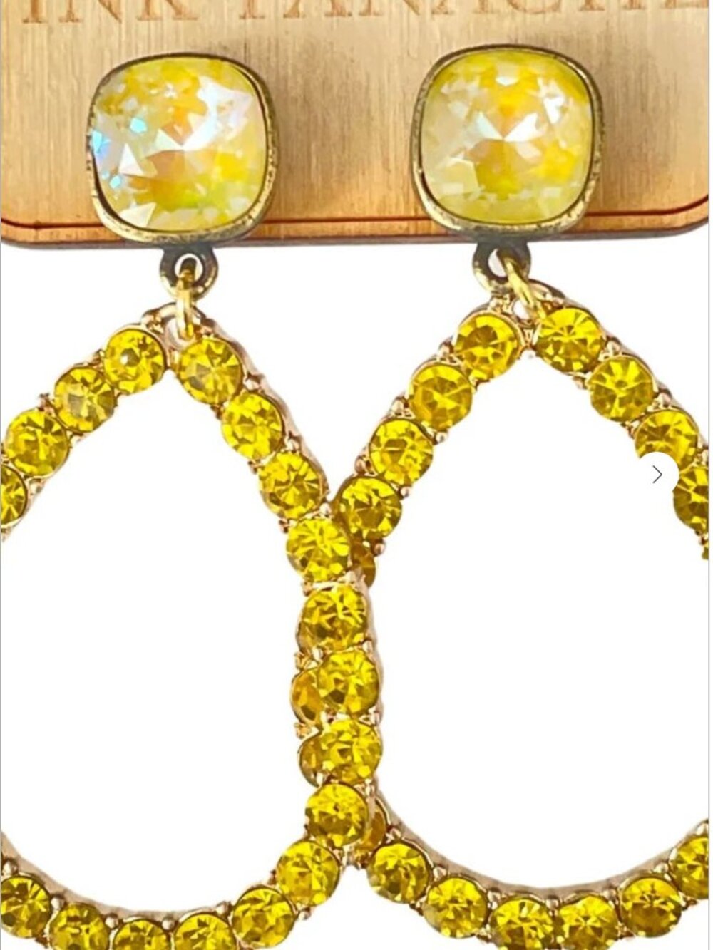 Rhinestone Rim Earrings - Yellow